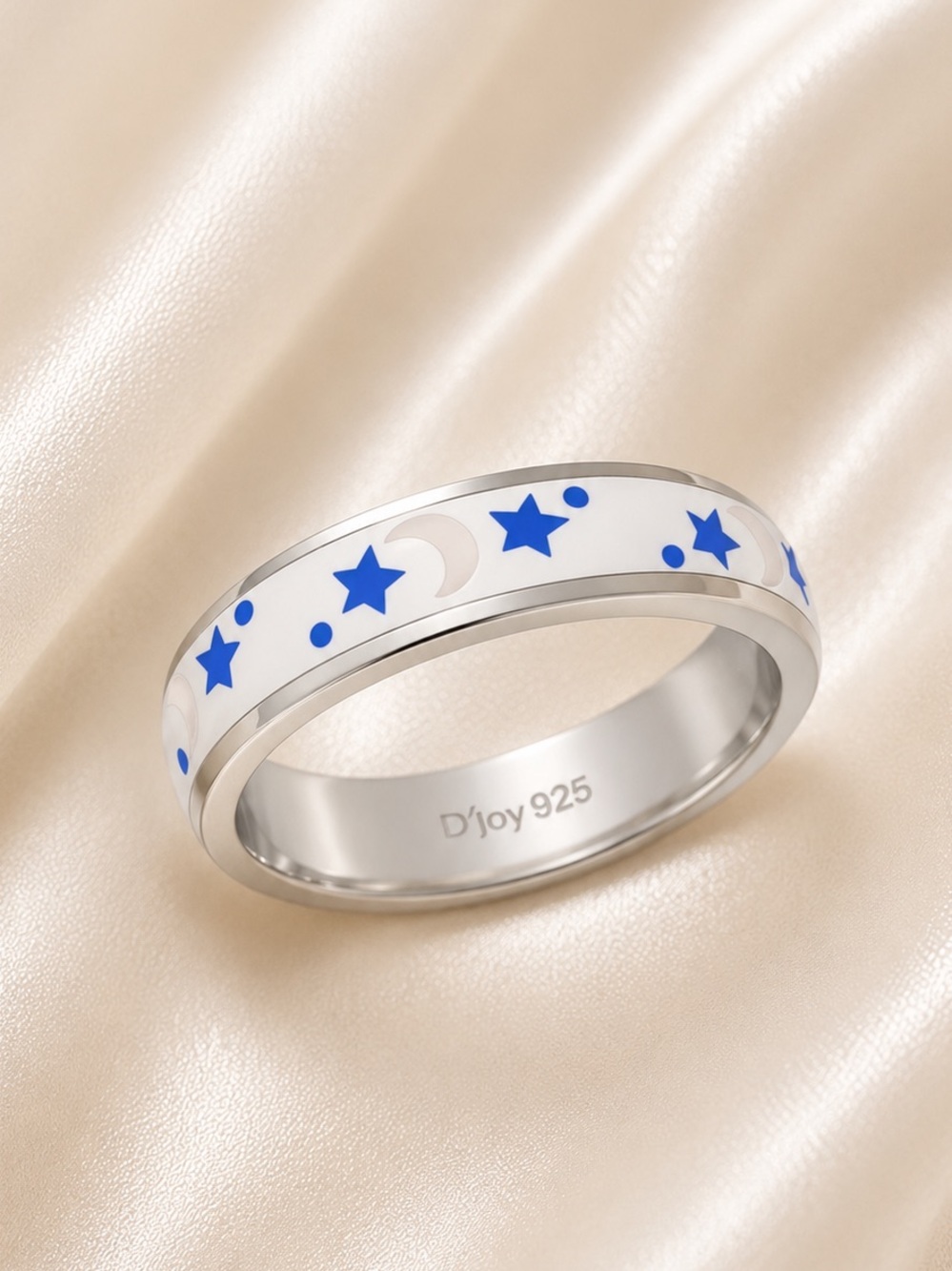 Sterling Silver Moon Star Spinner Band Ring Celestial Fidget Anxiety Ring
